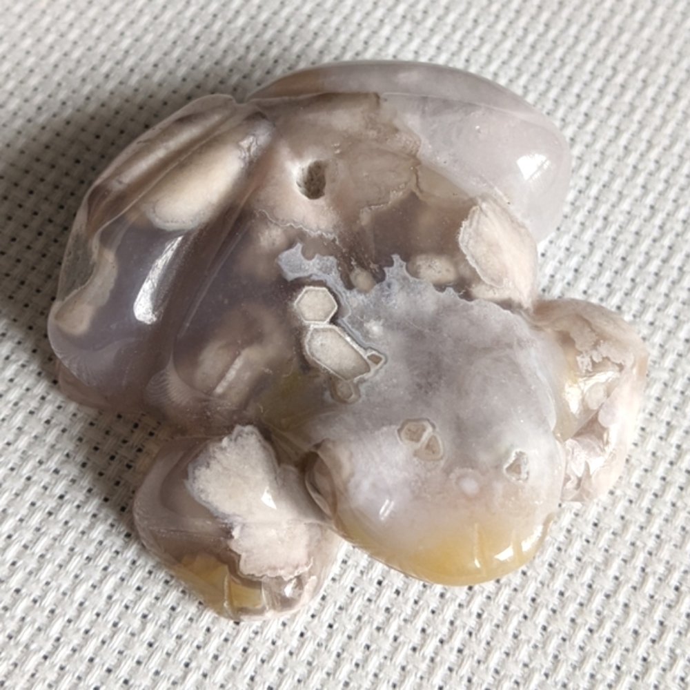 Flower Agate Frog Pink, Cream and Purplish Gray